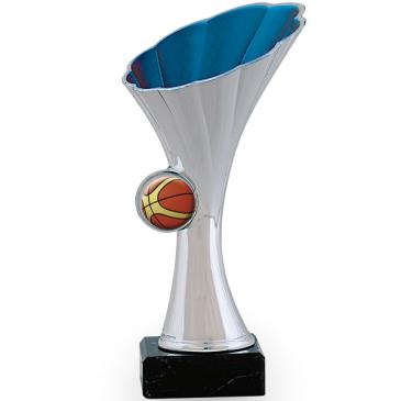 Trofeo portadiscos con forma de flor interior azul