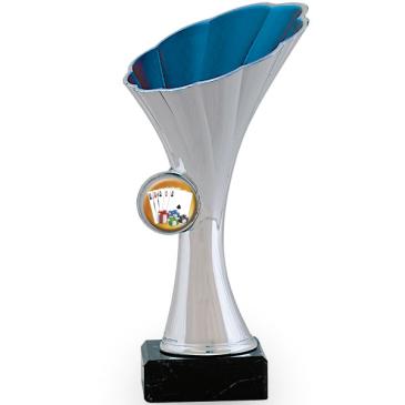 Trofeo portadiscos con forma de flor interior azul