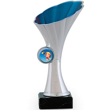 Trofeo portadiscos con forma de flor interior azul