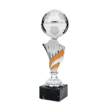 Trofeo pelota de fútbol con toques naranja
