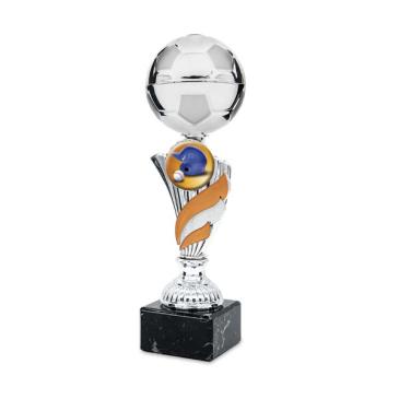 Trofeo pelota de fútbol con toques naranja