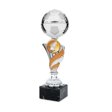 Trofeo pelota de fútbol con toques naranja