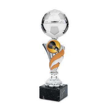 Trofeo pelota de fútbol con toques naranja