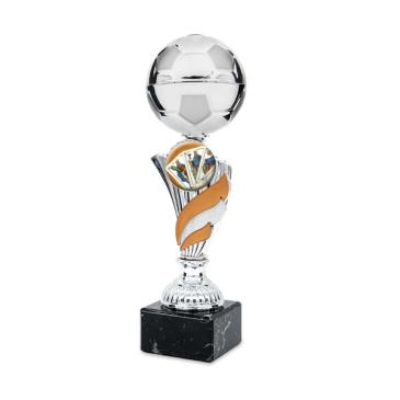 Trofeo pelota de fútbol con toques naranja