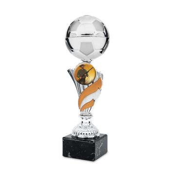 Trofeo pelota de fútbol con toques naranja