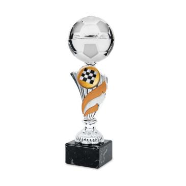 Trofeo pelota de fútbol con toques naranja