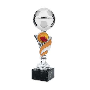 Trofeo pelota de fútbol con toques naranja