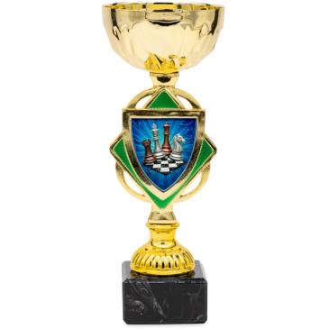 Copa dorada con verde centro rombo 20,5cm