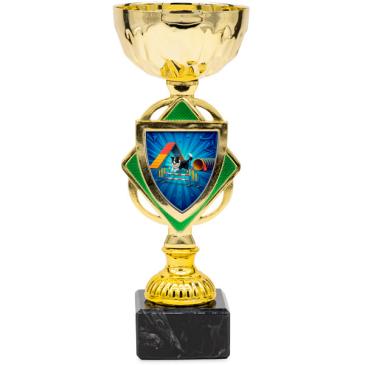 Copa dorada con verde centro rombo 20,5cm