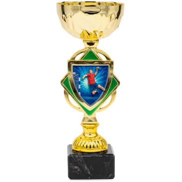 Copa dorada con verde centro rombo 20,5cm