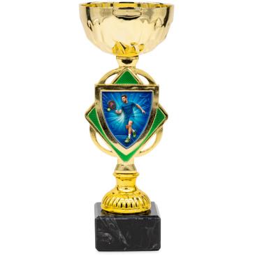 Copa dorada con verde centro rombo 20,5cm
