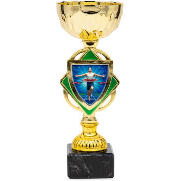Copa dorada con verde centro rombo 20,5cm
