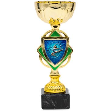 Copa dorada con verde centro rombo 20,5cm