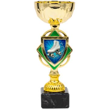 Copa dorada con verde centro rombo 20,5cm
