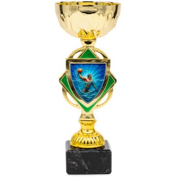 Copa dorada con verde centro rombo 20,5cm