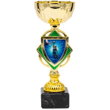 Copa dorada con verde centro rombo 20,5cm