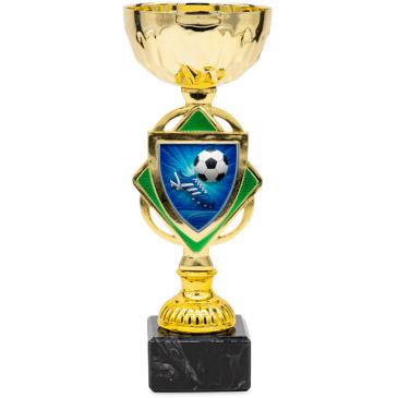 Copa dorada con verde centro rombo 20,5cm