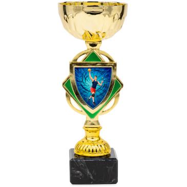 Copa dorada con verde centro rombo 20,5cm