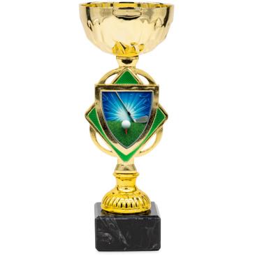 Copa dorada con verde centro rombo 20,5cm