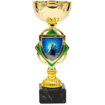 Copa dorada con verde centro rombo 20,5cm