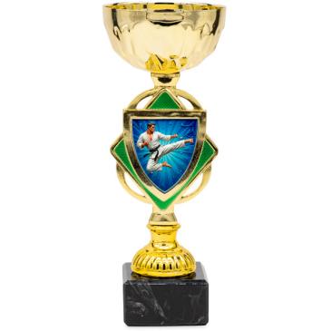 Copa dorada con verde centro rombo 20,5cm