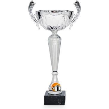 Copa plateada portadiscos con asas