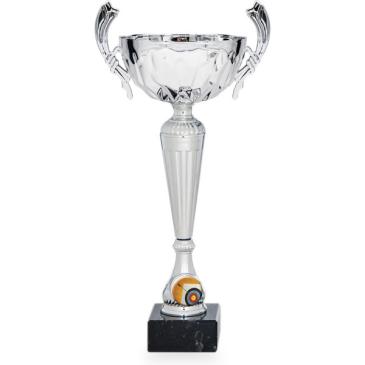 Copa plateada portadiscos con asas