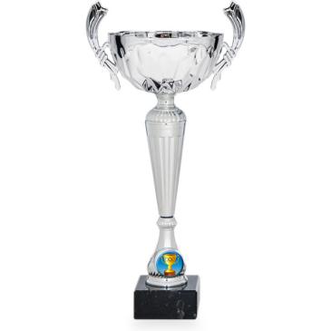 Copa plateada portadiscos con asas