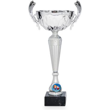 Copa plateada portadiscos con asas