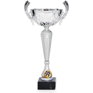 Copa plateada portadiscos con asas