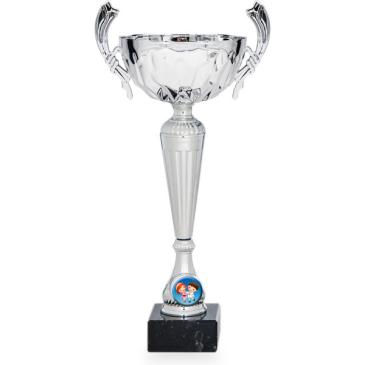 Copa plateada portadiscos con asas