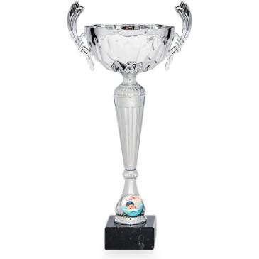 Copa plateada portadiscos con asas