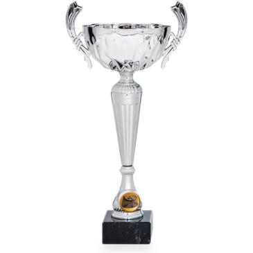 Copa plateada portadiscos con asas
