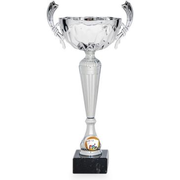 Copa plateada portadiscos con asas