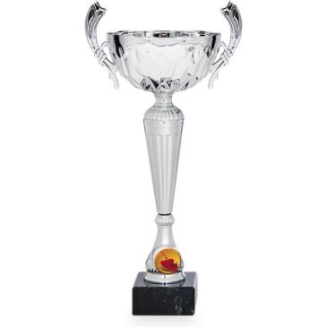Copa plateada portadiscos con asas