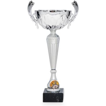 Copa plateada portadiscos con asas