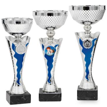 Copa bicolor, centro plata y azul