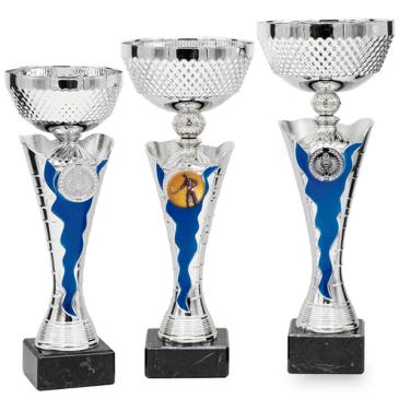 Copa bicolor, centro plata y azul