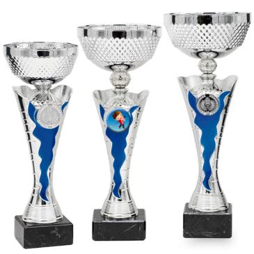 Copa bicolor, centro plata y azul