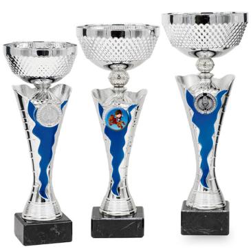 Copa bicolor, centro plata y azul