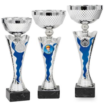 Copa bicolor, centro plata y azul