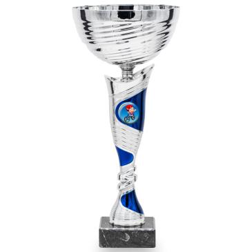 Copa bicolor plata líneas azules