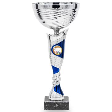 Copa bicolor plata líneas azules