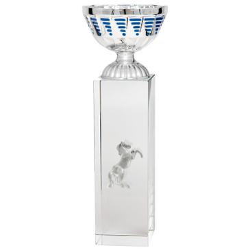Copa cubo cristal vaso plata azul