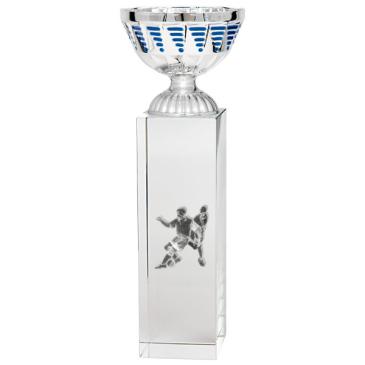 Copa cubo cristal vaso plata azul