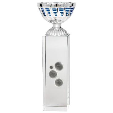Copa cubo cristal vaso plata azul