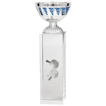Copa cubo cristal vaso plata azul