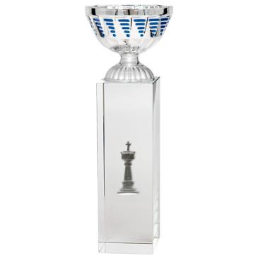 Copa cubo cristal vaso plata azul