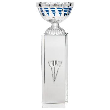 Copa cubo cristal vaso plata azul