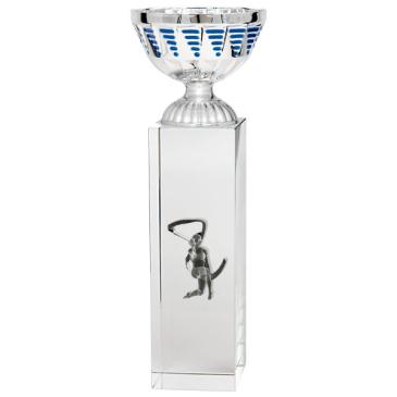 Copa cubo cristal vaso plata azul